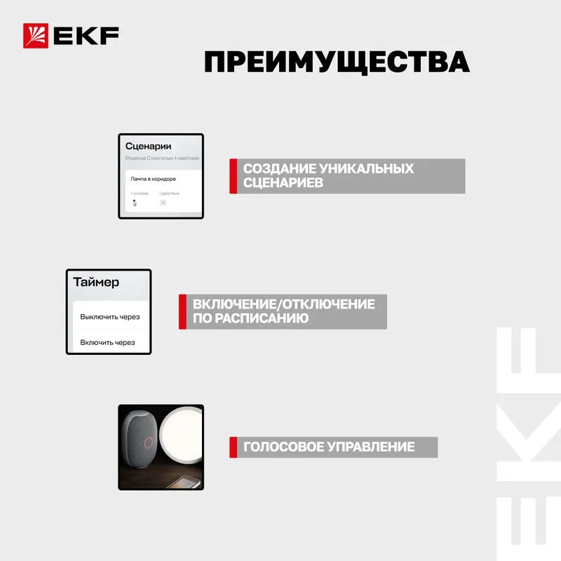 Умная розетка EKF Сonnect с Wi-Fi, Яндекс Алисой, Марусей, Салютом