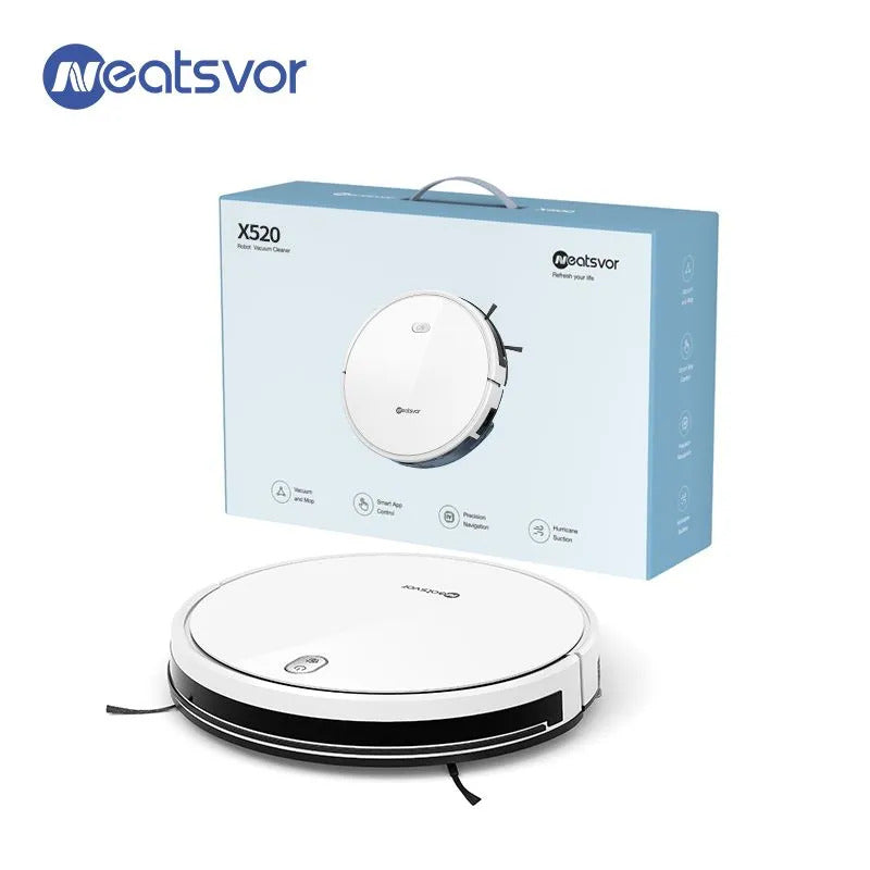 Робот-пылесос Neatsvor X520 с Алисой, Сухая и влажная уборка, 6000 па HEPA фильтр,5100mAh,Автозарядка, белый