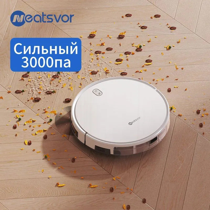 Робот-пылесос Neatsvor X520 с Алисой, Сухая и влажная уборка, 6000 па HEPA фильтр,5100mAh,Автозарядка, белый