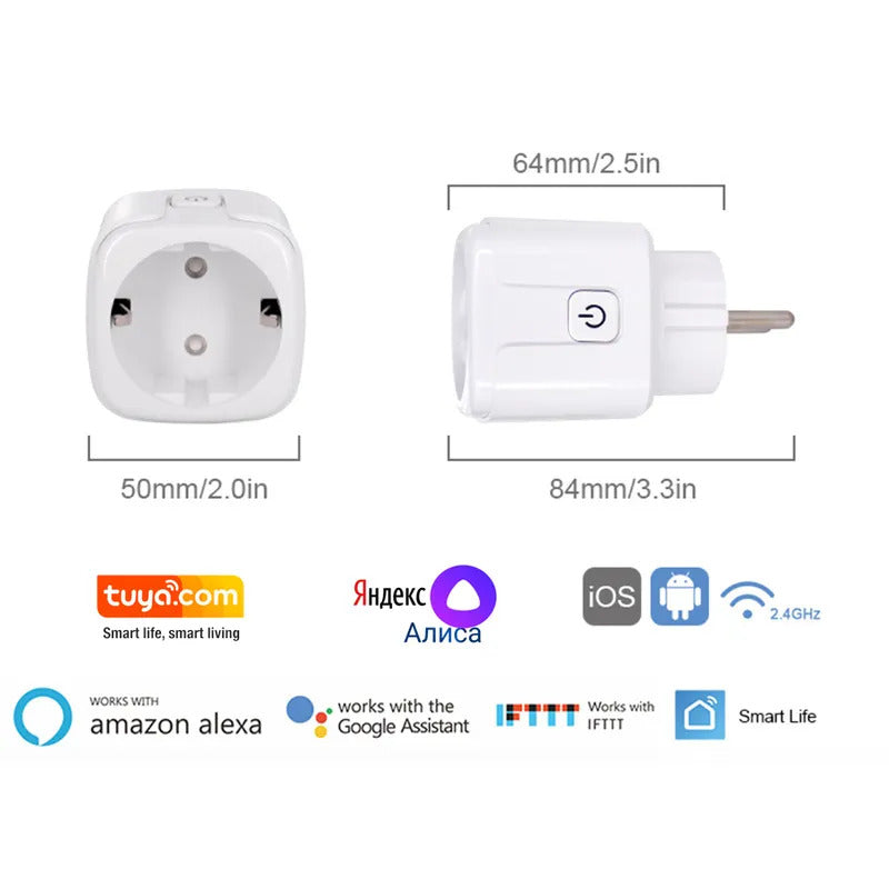 Умная беспроводная Wi-Fi розетка, голосовое управление Алиса, таймер, 16 А, с отслеживанием энергопотребления