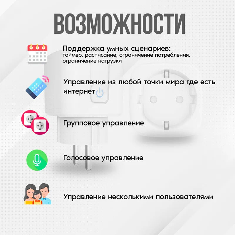 Умная Розетка WiFi с Алисой и Яндекс MyDevices умная розетка с таймером