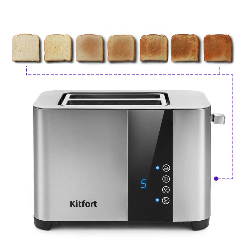 Kitfort Тостер KT-2047 (KT-2047) 850 Вт тостов - 2, серый металлик