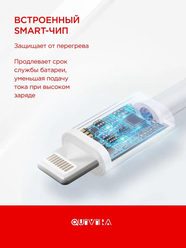 Кабель для зарядки iPhone c сертифицированным чипом, Lightning to USB 1м, 2.4A, зарядка для iphone, ipad, airpods