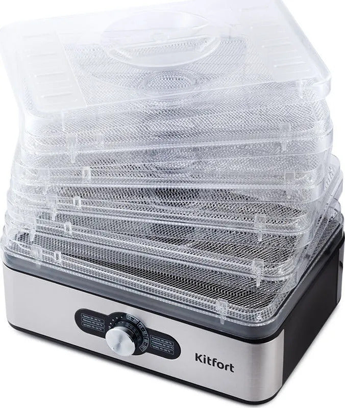 Дегидратор Kitfort КТ-1913, черный, серебристый, сушилка для овощей и фруктов