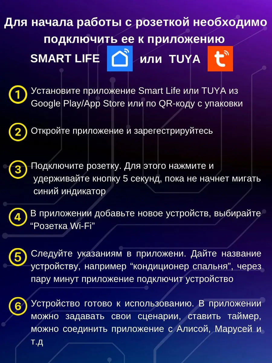 Умная розетка WiFi, 16А, умный дом с Алисой, Марусей, Google Assistant,розетка с таймером