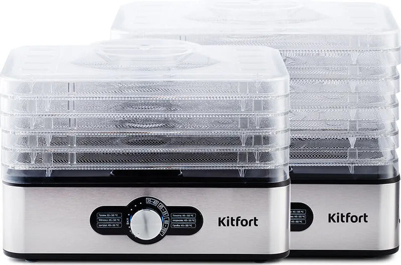 Дегидратор Kitfort КТ-1913, черный, серебристый, сушилка для овощей и фруктов