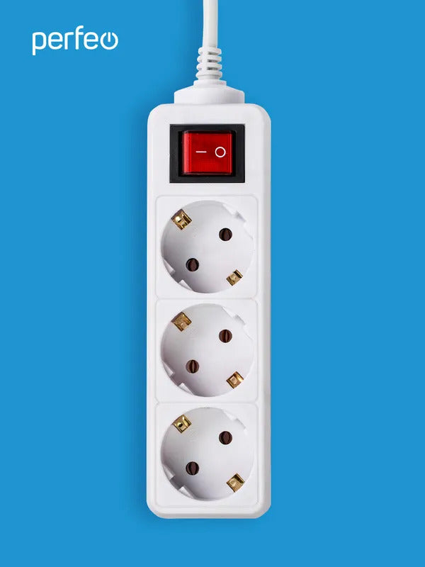 Сетевой удлинитель Perfeo с кнопкой POWERMATE PF-PM-3/5,0-W, 5,0м, 3 розетки, белый