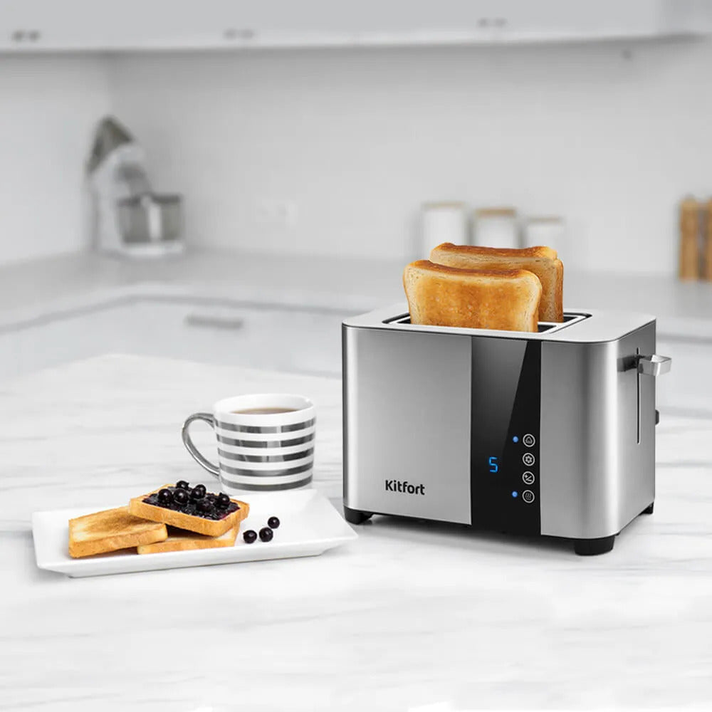 Kitfort Тостер KT-2047 (KT-2047) 850 Вт тостов - 2, серый металлик