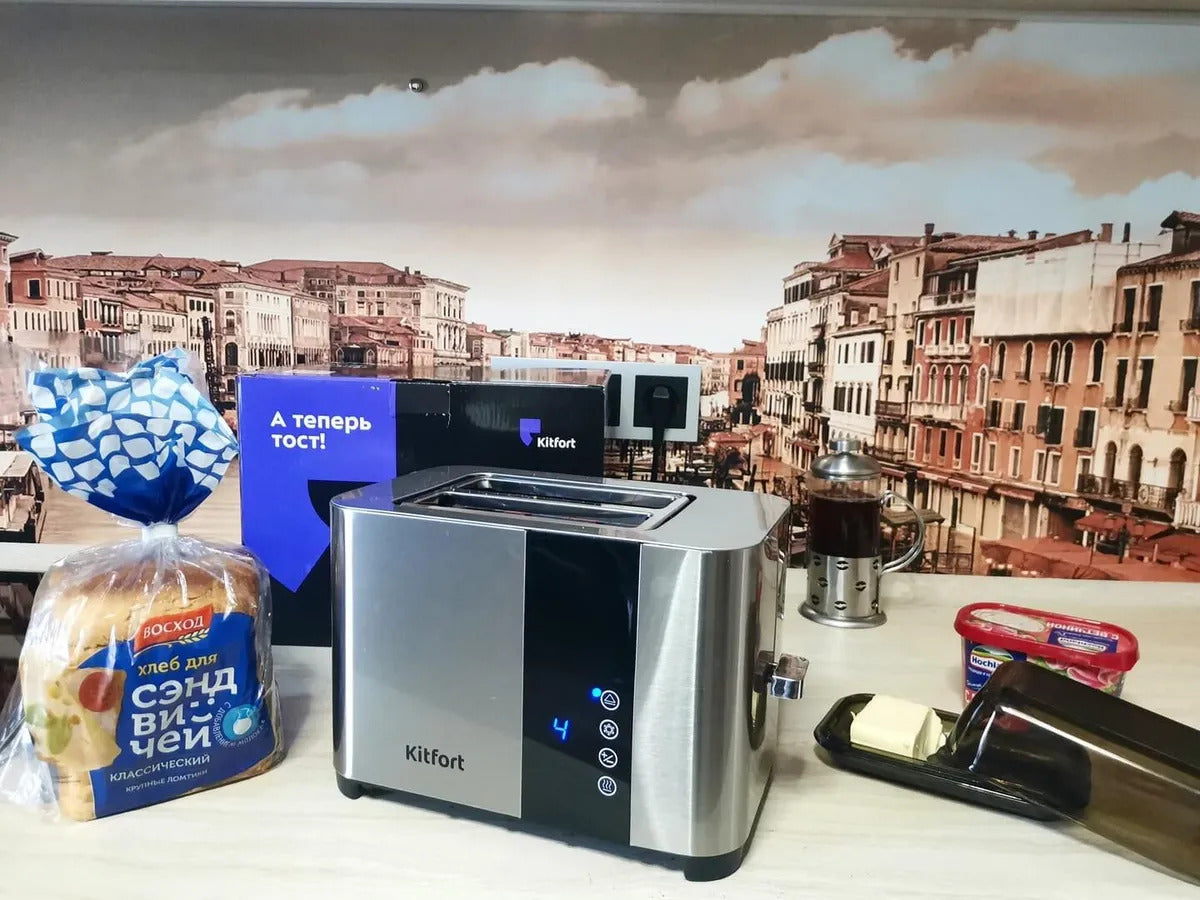Kitfort Тостер KT-2047 (KT-2047) 850 Вт тостов - 2, серый металлик