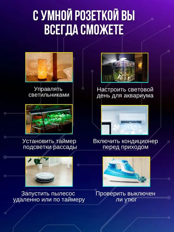 Умная розетка WiFi, 16А, умный дом с Алисой, Марусей, Google Assistant,розетка с таймером