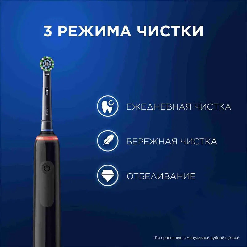 Оригинальная электрическая зубная щетка Oral-B Pro Series 3, набор из 2 штук, с Датчиком Давления на десны, Черная и Белая